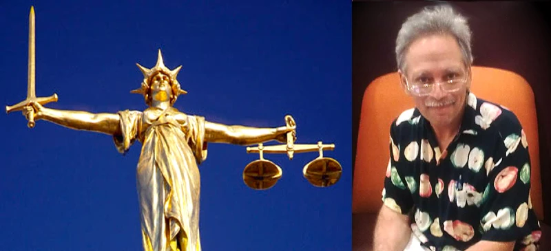 Cris with Lady Justice
