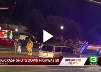 Overturned Big Rig Blocks Highway 50 in Placerville