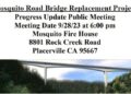 Public Meeting on 9/28 to discuss the progress for the Mosquito Road Bridge