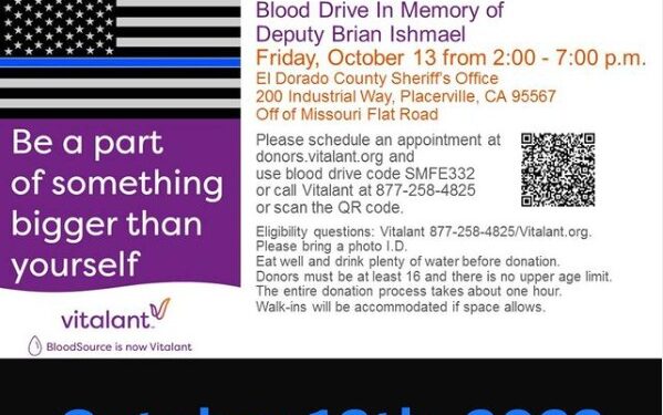 October 13 blood drive in memory of Deputy Brian Ishmael