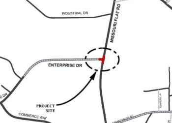 Between Enterprise Drive and Missouri Flat Road