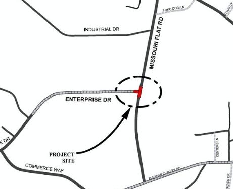 Between Enterprise Drive and Missouri Flat Road